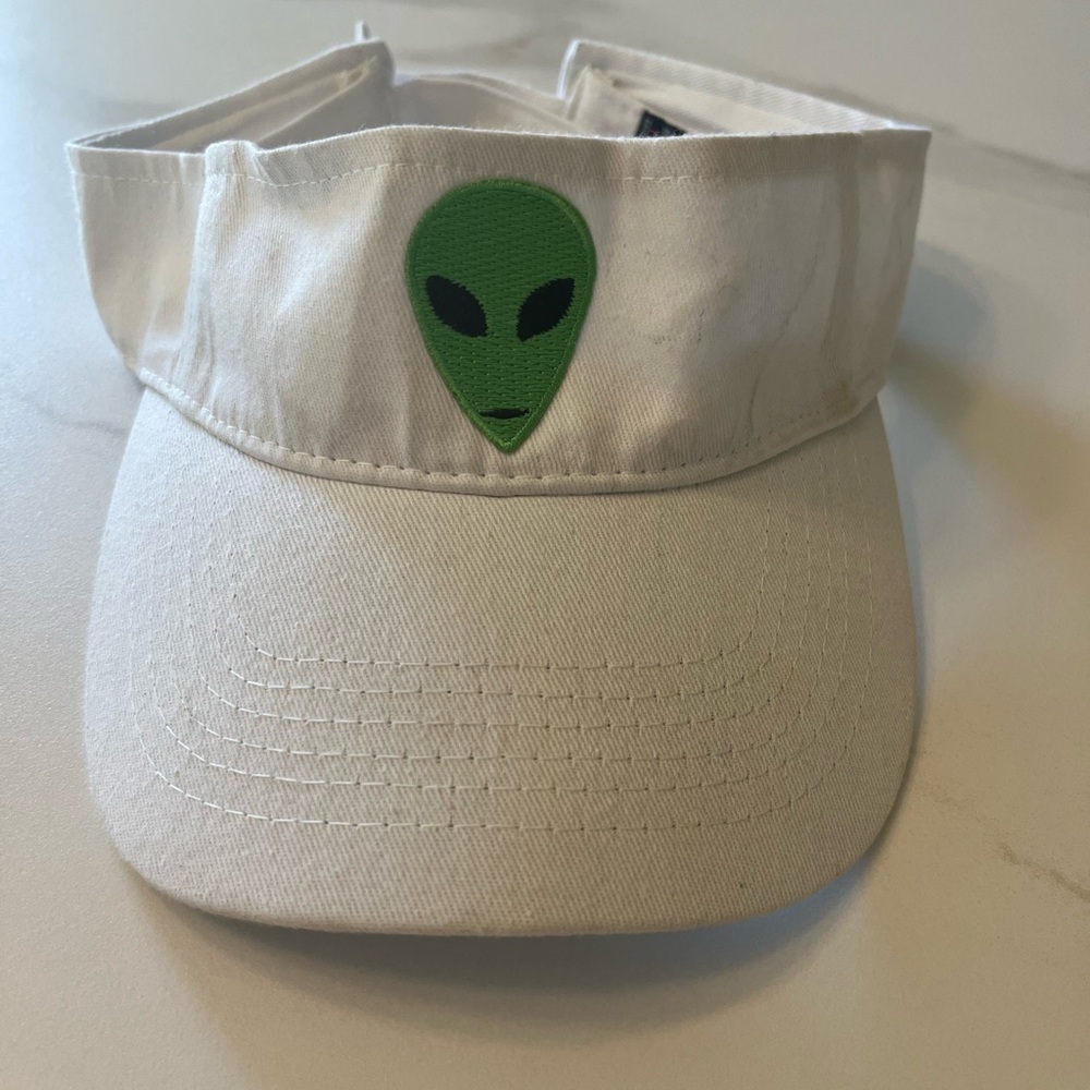 Alien Embroidered Kids Visor - White and Green